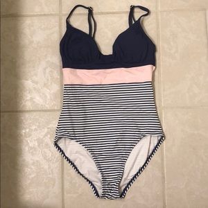 Striped one piece swimsuit